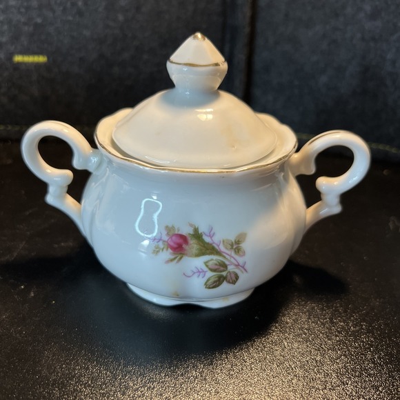 Vintage Moss Rose Teapot Cream And Sugar Set With Lids Saucer‎ Cup - Picture 13 of 13